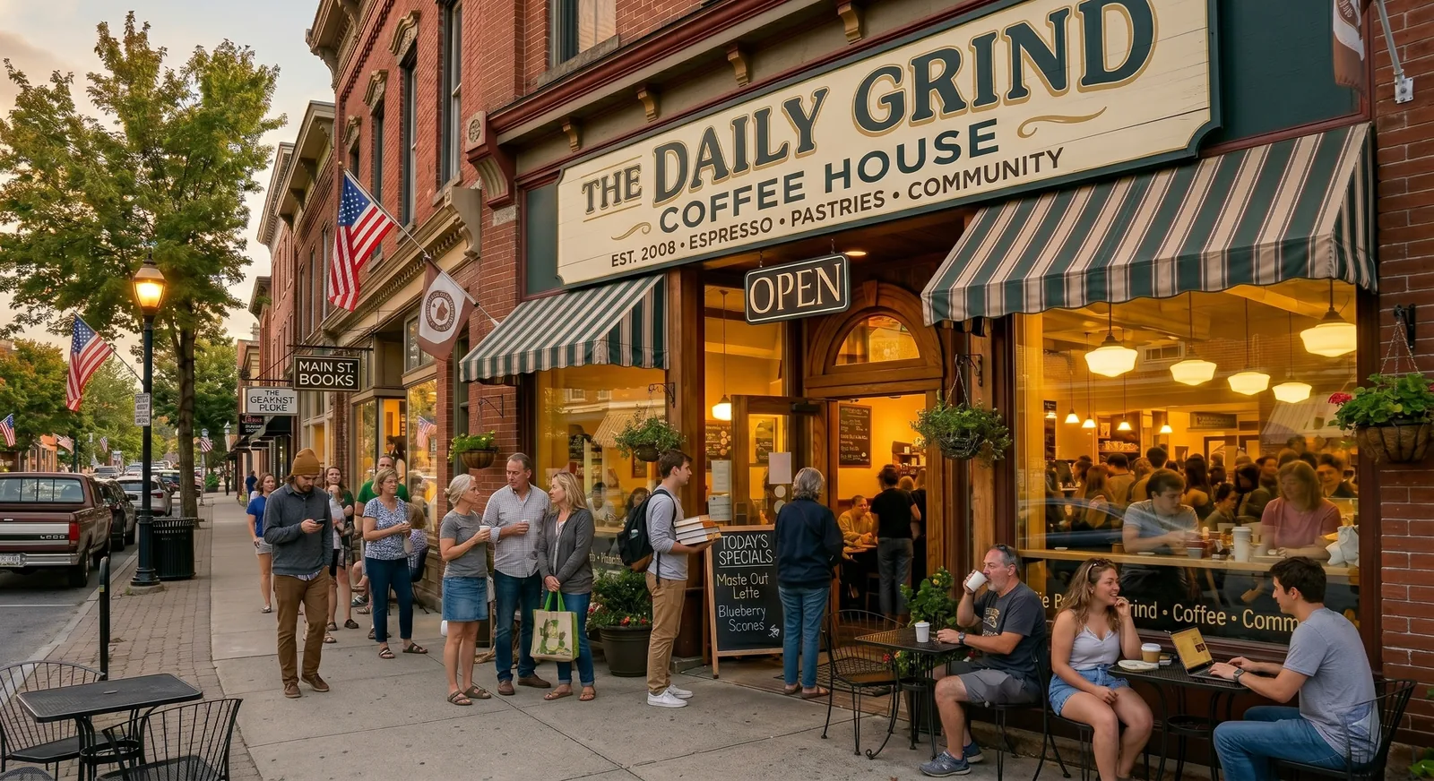 The Daily Grind Coffee House, packed with customers
